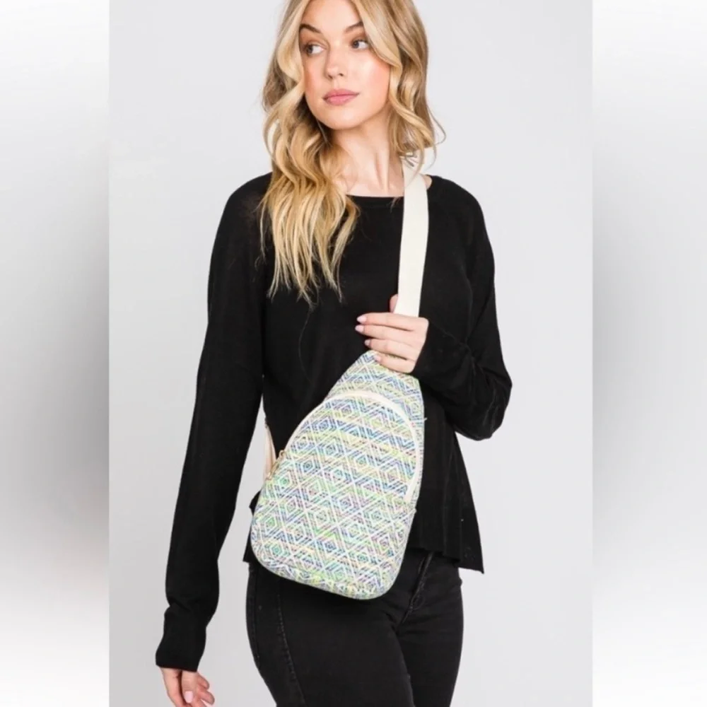 Aztec Print Crossbody Sling Bag Lightweight Geometric Backpack Travel Bag - Picture 2 of 11